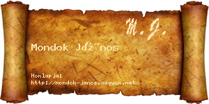 Mondok János névjegykártya