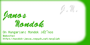 janos mondok business card